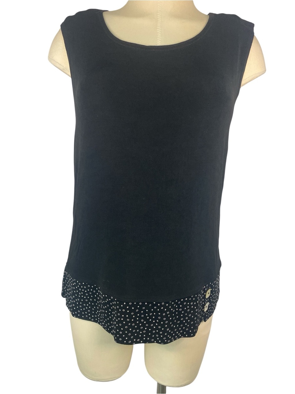 Coldwater Creek Sleeveless Black Layered-Hem Women's Top Large